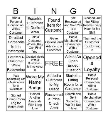 MAGIC Bingo Card
