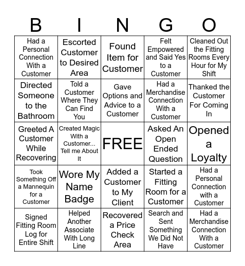 MAGIC Bingo Card