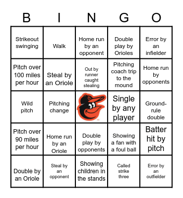 Baseball Bingo Card