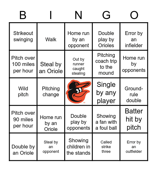 Baseball Bingo Card