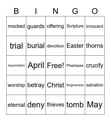 LIst 29 Bingo Card