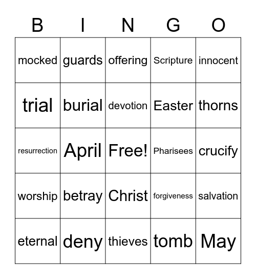 LIst 29 Bingo Card