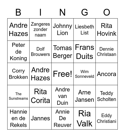 🎵WIE ZINGT DIT LIED🎵 Bingo Card