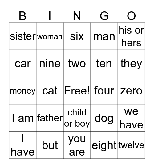 Spanish Review Bingo Card