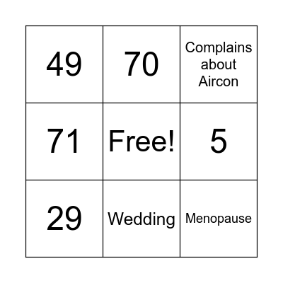 Test Bingo Card