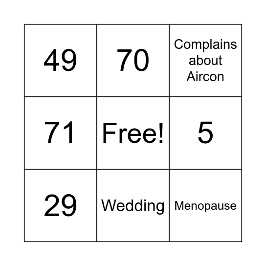 Test Bingo Card