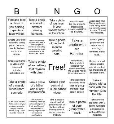 ILT Scavenger Hunt Bingo Card