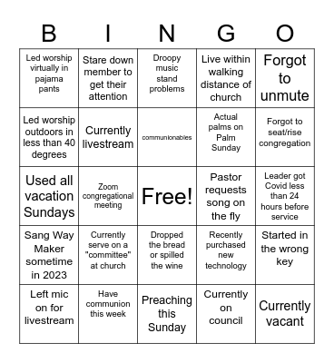 CRC Worship 3 Bingo Card