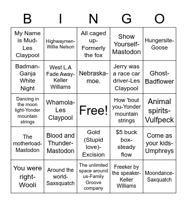 Summer Camp Bingo Card