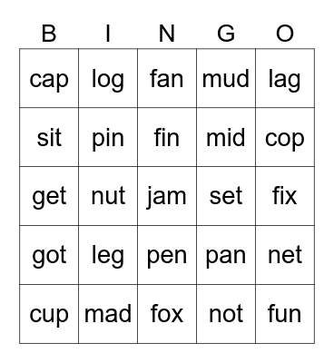 Day8 phonics Bingo Card