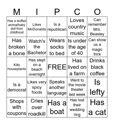 MPC Holiday Party in January Bingo Card