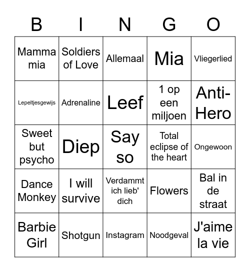 Muziekkien Swingpaleis 2.0 Bingo Card