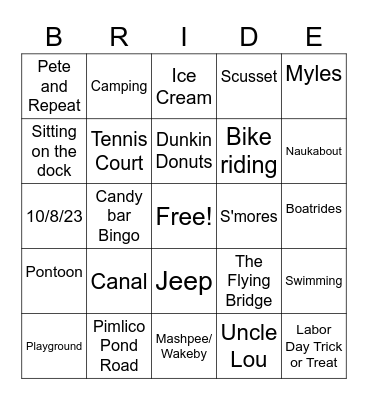 Karli's Shower Bingo Card