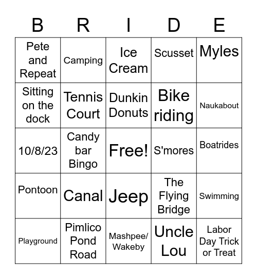 Karli's Shower Bingo Card