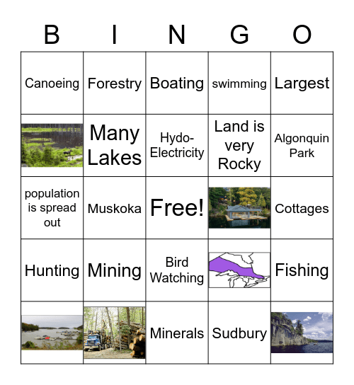 The Canadian Shield Bingo Card