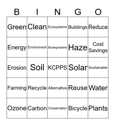 Eco Club Bingo Game Bingo Card