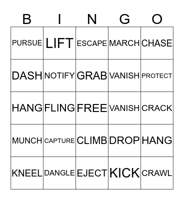 POWERFUL VERB  Bingo Card