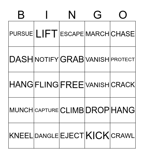 POWERFUL VERB  Bingo Card