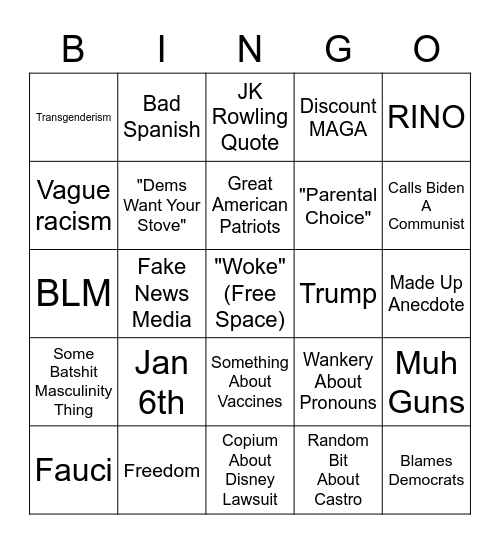 Desantics Bingo Card