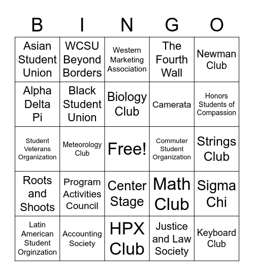 Clubs and Organizations #1 Bingo Card