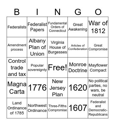 Review Bingo Card