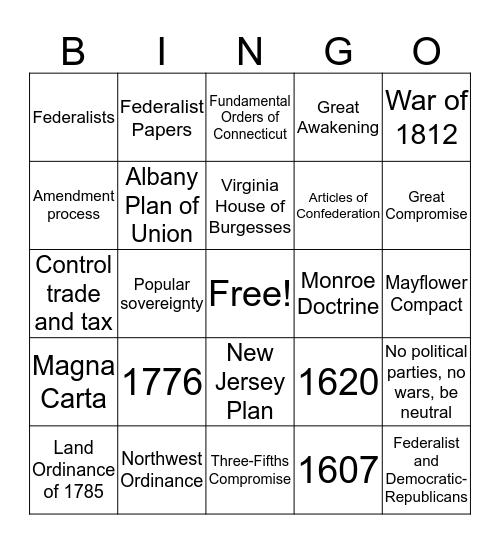 Review Bingo Card