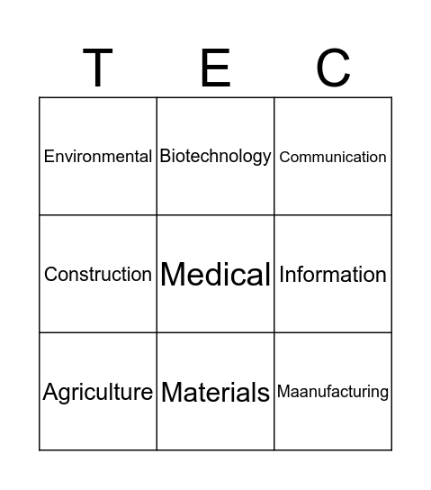 Technology Bingo Card