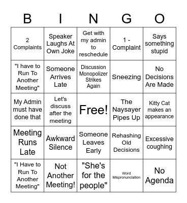 BAD MEETING BINGO - II Bingo Card