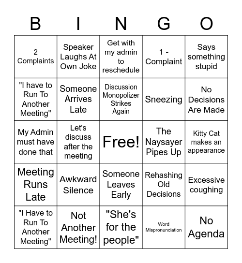 BAD MEETING BINGO - II Bingo Card