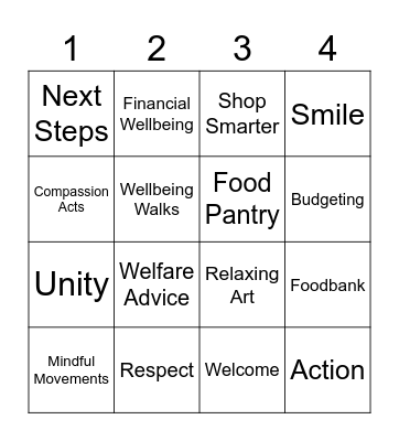 Compassion Acts Bingo Card