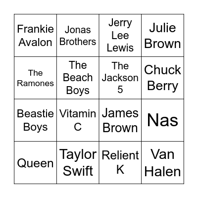 Boogie Down Bingo Card