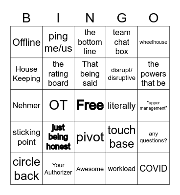 POST BUZZWORD BINGO Card