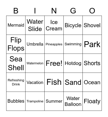 Summer Bingo Card