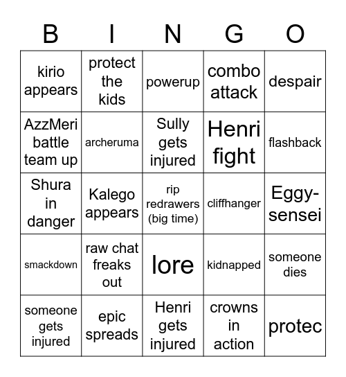 OMNOMNOM Bingo Card