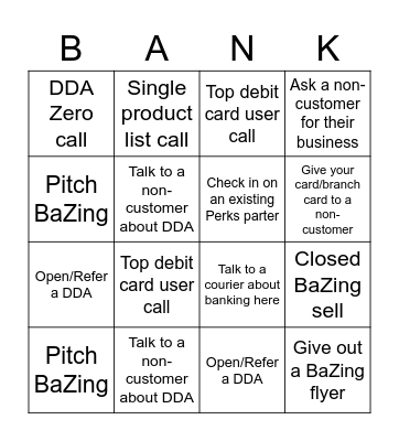 Banker Bingo Card