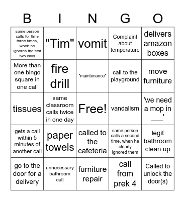 Mr. Tim Bingo Card
