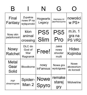 PlejStejszyn Szołkejs Bingo Card