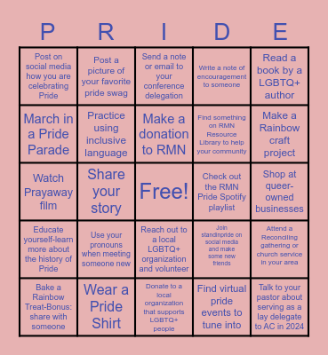 RMN Pride BINGO 2023 Bingo Card