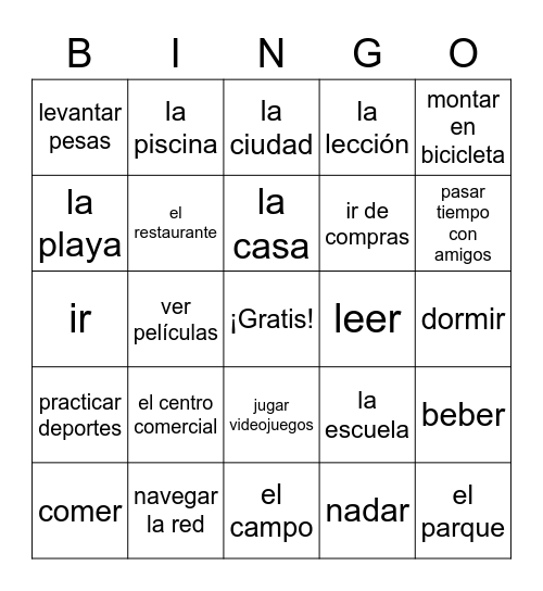 Lugares Bingo Card