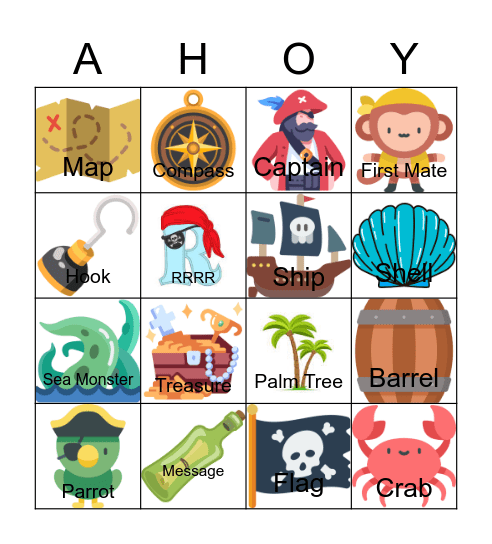 Pirate Bingo Card