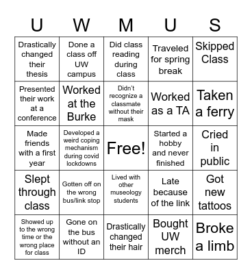 Class Bingo Card