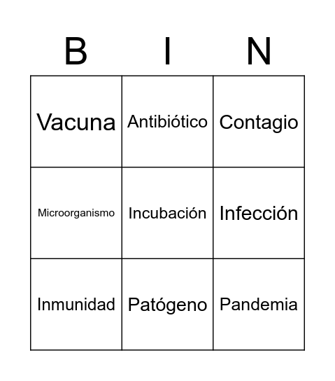 Repaso enfermedades infecciosas y sistema inmunitario Bingo Card