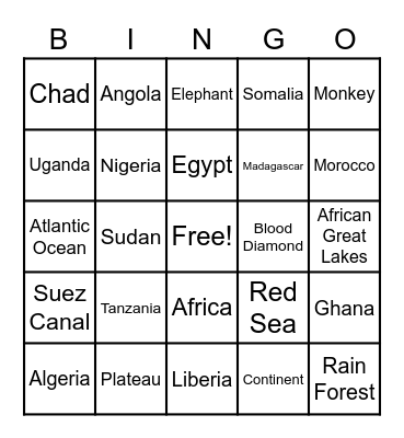 Motherland Bingo Card