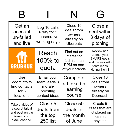 June Team Contest Bingo Card