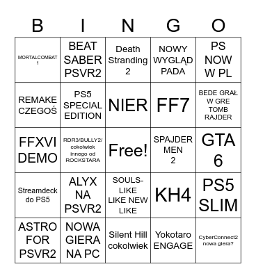 PlayStation Showcase 2023 Bingo Card