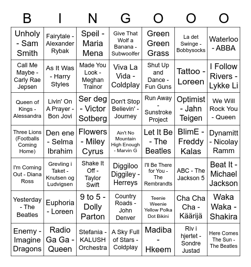 Musical Bingo! Bingo Card