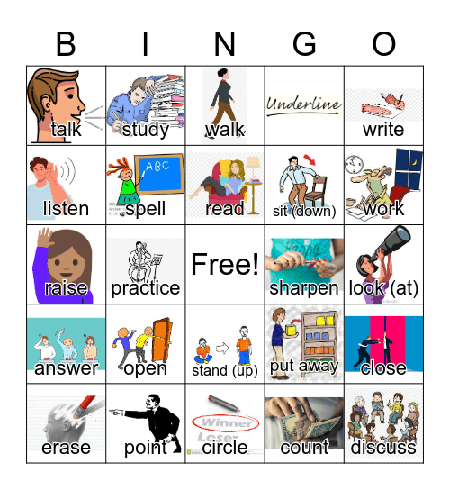 Basic Actions Bingo Card