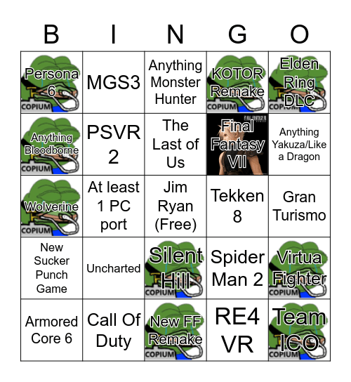 Playstation Showcase Bingo Card