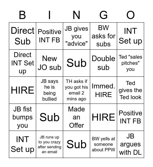 Recruiting Bingo Card