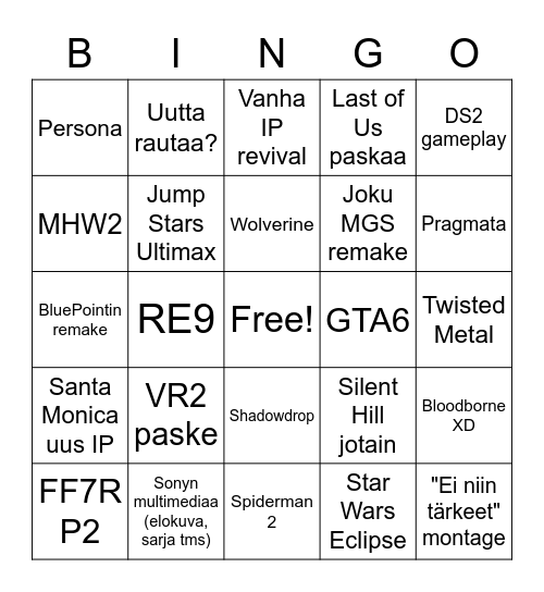 Untitled Bingo Card